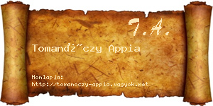 Tomanóczy Appia névjegykártya